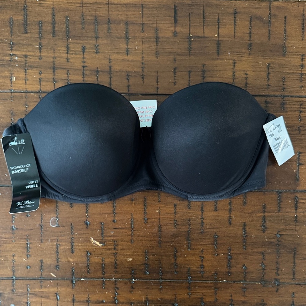 NWT Va Bien ultra lift Black Strapless Bra 38 C